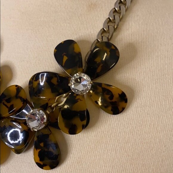 J.Crew Tortoise Crystal Flower Statement Necklace - Picture 5 of 11